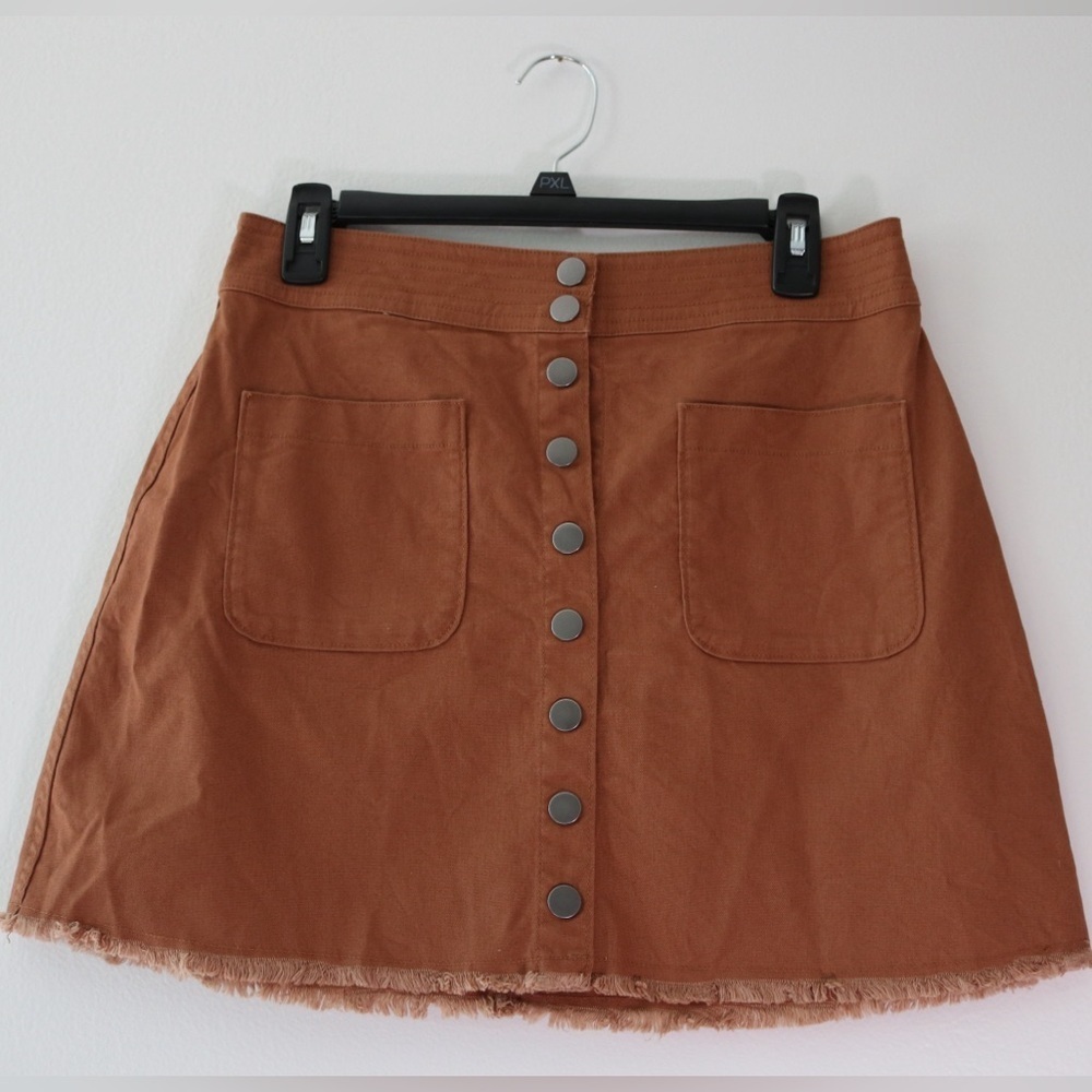 Madewell High Waist Snap Mini Skirt in Rust Brown Womens Size 6 Preppy Y2K - Picture 5 of 9